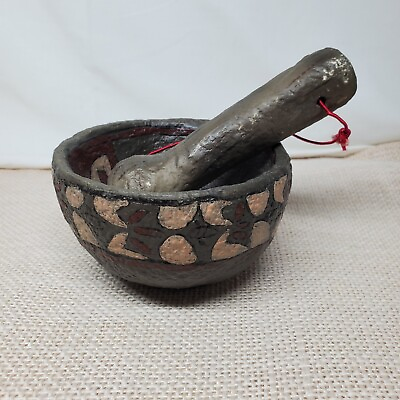 #ad Southwestern Native American Medicine Ceramic Bowl And Grinder Replica $21.99