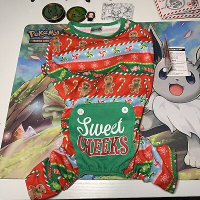 “Party Dog” Dog Sweet Cheeks Pajamas Clothes Santa Christmas Green Medium M $8.25
