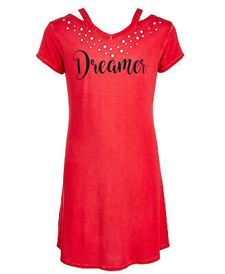 #ad Kandy Kiss Big Kid Girls Pearl Trim Graphic Print Dress X Large Red $24.99