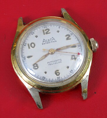 #ad CLASSIC VINTAGE ALSTA AUTOMATIC EXTRA THIN WATCH WRISTWATCH WORKING $125.00