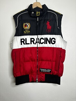 #ad Polo Ralph Lauren RL Racing 2011 Goose Down Puffer Vest Men’s Size Medium Black $99.99