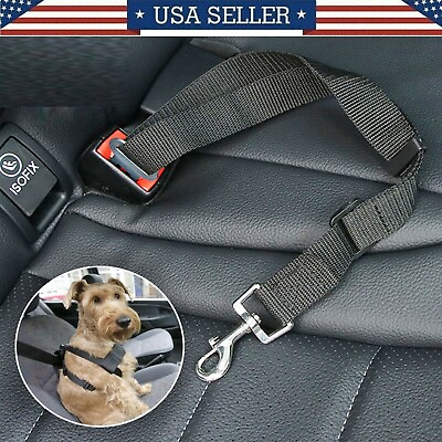 DOG PET SAFETY CAR SEAT BELT CLIP SAFETY HARNESS RESTRAINT CAR VAN TRAVEL BLACK $3.99