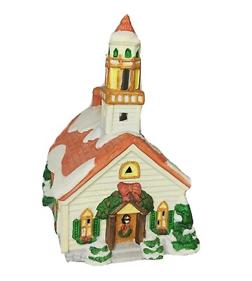 #ad 1996 Noma Christmas Village Church holiday home decor ceramic lighted house $5.39