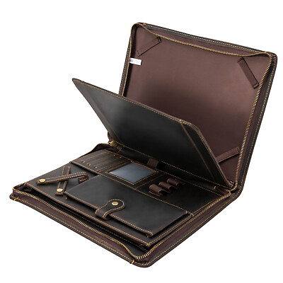 #ad Padfolio Business Leather Portfolio Zippered Notebook Binder Office Organizer US $59.85