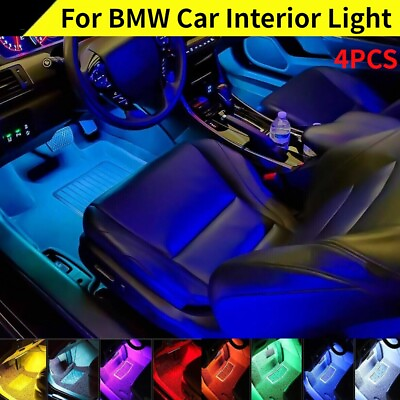 #ad For BMW 4pcs LED RGB Car Interior Atmosphere Lights Strip Decor Lamp Accessories $9.99