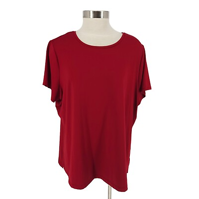#ad East 5th Tee Shirt Classic Red Short Sleeve Stretch Knit Top NWT Womens 3X $13.62