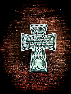 #ad Pewter Serenity Prayer Cross Auto Sun Visor Clip 2.25 x 1.5quot; $15.50