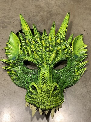#ad Dragon Half Mask Green Adult Size Lizard Dinosaur Latex $8.00