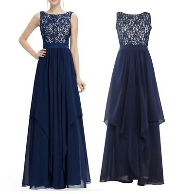 #ad Women Lace Chiffon Formal Dress Evening Ball Gown Long Dress Bridesmaid Prom Sz $33.99