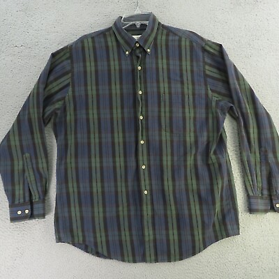 #ad Viyella Shirt Mens Large Green Blue Plaid Long Sleeve Button Up Wool Blend $17.75