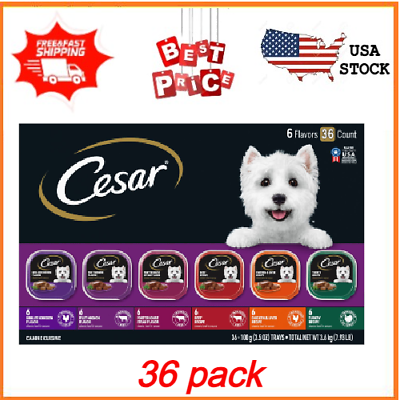 #ad Cesar Classic Loaf In Sauce Wet Dog Food Variety Pack 3.5 oz Trays 36 Pack $35.67
