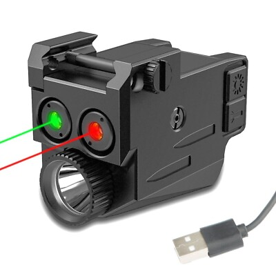 #ad Flashlight Red Green Laser Sight Combo Rechargeable For 20mm Picatinny Rail $32.39