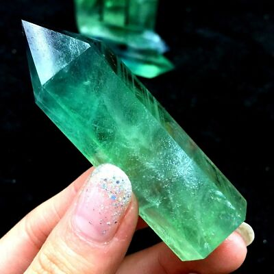 Natural Green Fluorite Quartz Crystal Stone Point Healing Hexagonal Wand Reiki $3.99