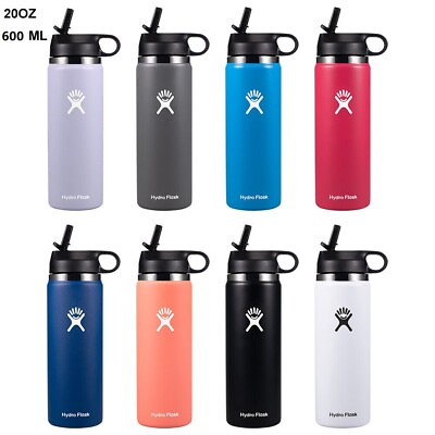 #ad 20 32oz Hydro Flask Water Bottle W straw Lid Stainless Steel Vacuum Wide Mouth $20.98