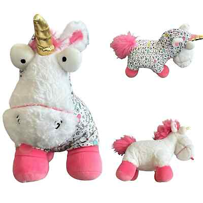 #ad Build A Bear Fluffy Unicorn Despicable Me 3 Plush White Gold Horn Agnes w PJs $26.00