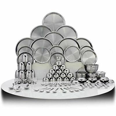 #ad Stainless Steel Dinner Set Dinner Service Sets Serveware Silver 101 Piece $302.32
