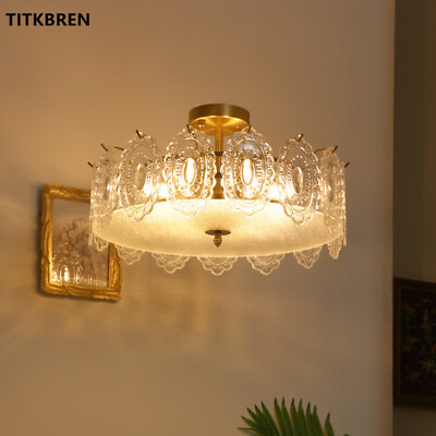 #ad New Pearl Light Luxury Crystal Glass Ceiling Pendant Light Bedroom Lamp Fixtures $174.79
