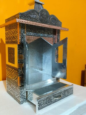 #ad Wooden Mandir with Aluminium amp; Copper Oxidized Home TempleHindu Puja mandir $98.39