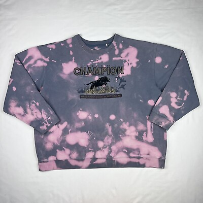 Bleach Dyed Hunting Dog XL Blue Pink Distressed Oversized Sweatshirt $15.00