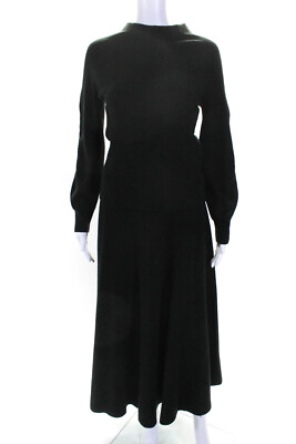 #ad Zara Womens Knit Textured Mock Neck Long Sleeve Sweater Skirt Set Black Size M L $42.69
