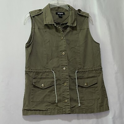 #ad cargo vest military green womens size medium swoon guc e620 $16.23