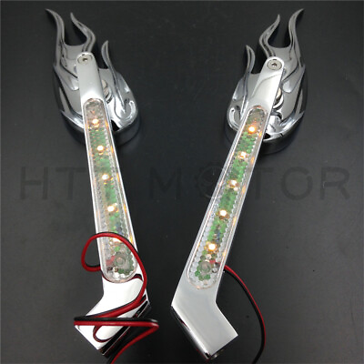 #ad Flame LED Turn Signal Integrate Mirrors Fit all Harley Fat Boy Road King $21.59