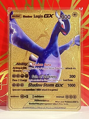 #ad Lugia GX Gold Metal Pokémon Card Fan Art Collectible Gift $9.99