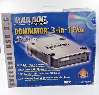 #ad #ad Mad Dog Multimedia 52x CD RW Model MD 52XCDEX Dominator 3 in 1 NEW In Box $14.96
