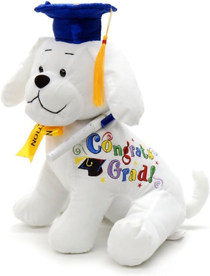 #ad Graduation Autograph Stuffed Dog with Pen Blue Hat Congrats Grad 10.5quot; $41.99