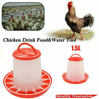 #ad 1.5L Drinker 1.5kg Feeder Chicken Poultry Chick Hen Food Water Kettle Supplies $8.44