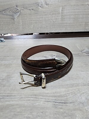 #ad Fossil Mens Brown Genuine Leather Belt Size 110 44 1.5quot; Width $14.99