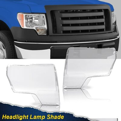 #ad FIT FOR 2009 2014 FORD F150 F 150 CLEAR HEADLIGHT REPLACEMENT LENS PAIR $36.80
