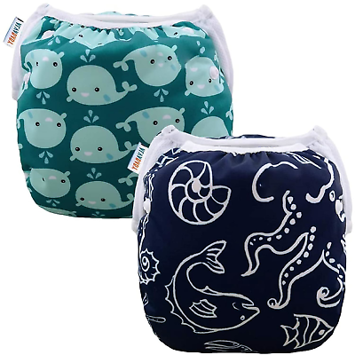 #ad ALVABABY Swim Diapers 2pcs Baby amp; Toddler Snap One Size Reusable Adjustable Baby $17.11