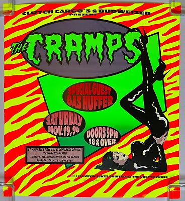 #ad CRAMPS St. Andrew#x27;s Hall DETROIT 1994 CONCERT POSTER Signed Numbered KEVIN SYKES $500.00