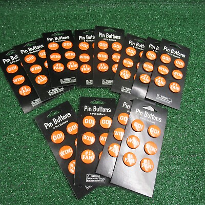#ad Pin Back Buttons Go Win #1 Fan Orange White Small Size 1 Inch Lot of 12 Sheets $25.00
