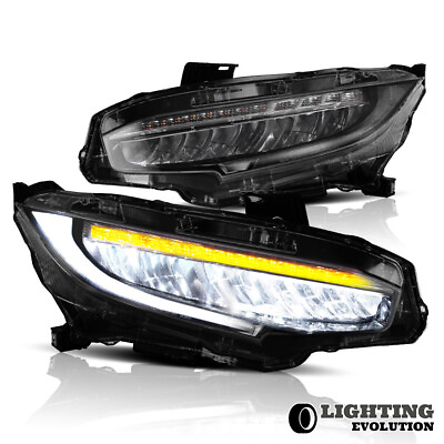 #ad LED Headlights For 2016 2021 Honda Civic Start Blue DRL VLAND LHRH Sequential $269.99