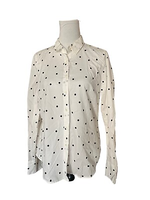 #ad J Crew perfect fit button down polka dot size 12 NWT $25.00