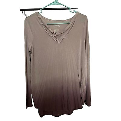 #ad American Eagle Soft and Sexy Women#x27;s Strappy Neck Long Sleeve Top Size Medium $14.25