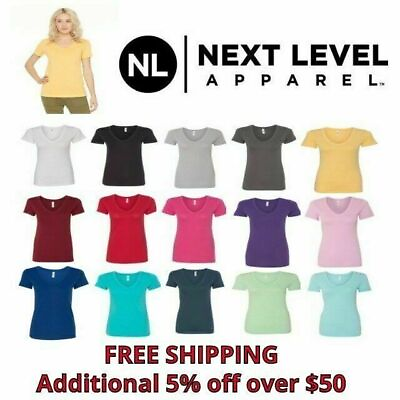 #ad Next Level Women#x27;s Ideal V Neck Short Sleeve T Shirt XS 3XL N1540 $9.72