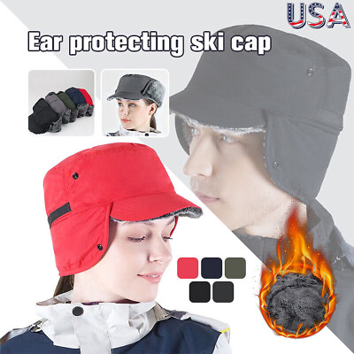 #ad Winter Hat with Ear Flap Thermal Windproof Hat Winter Hat Flat Cap for Women Men $13.98