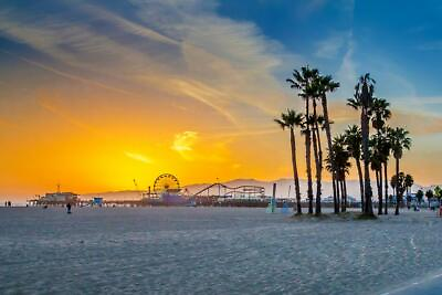 #ad Venice Beach California Ferris Wheel Sunset Landscape Photo Print Poster 36x24 $13.98