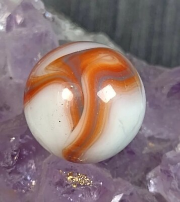 #ad NM OLD Blue amp; Orange Blood SWIRL ALLEY or Cairo Vintage Mystery Marbles .55quot; $20.00