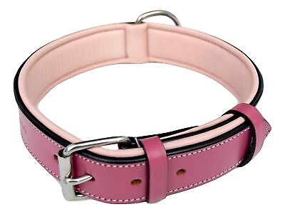 #ad Soft Touch Collars Raspberry Pink Leather Padded Dog Collar for Large Female $42.08