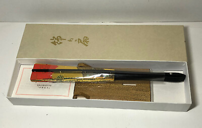 #ad Vtg OHGI Kyoto Oriental Decorative FAN w Bamboo stand papers and Box $11.95
