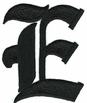 #ad 3quot; Fancy Black Old English Alphabet Letter E Embroidered Patch $3.99