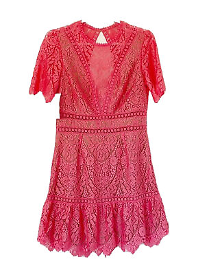 #ad NWT SAYLOR Darian lace mini dress size M orange pink Revolve $60.00