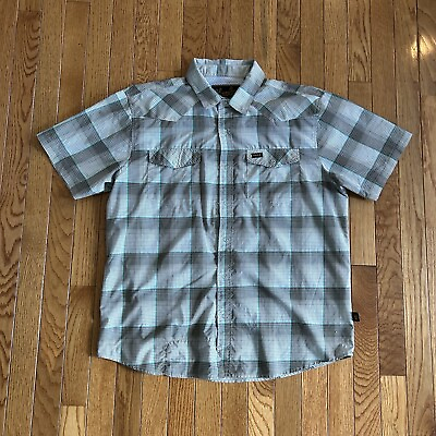 #ad Howler Bros Vented Snap Up Shirt Mens Medium Short Sleeve Multi Plaid Multicolor $34.99