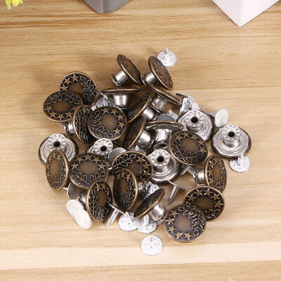 #ad 25 Pcs Snap Fasteners Metal Jean Buttons Coat Buttons Tack Buttons $9.25