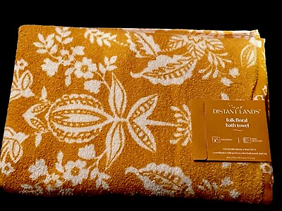 #ad Distant Lands Golden Sunflower 30x54bath Towel 100% Cotton Folk Floral $14.00