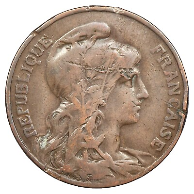 #ad France 10 centimes dupuis 1909 Bronze F.136 18 Gad.277 KM.843 Coin $13.26